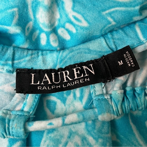 Lauren Ralph Lauren Blue Floral Tiered Mini Dress Women’s M Boho Beach - Picture 10 of 11